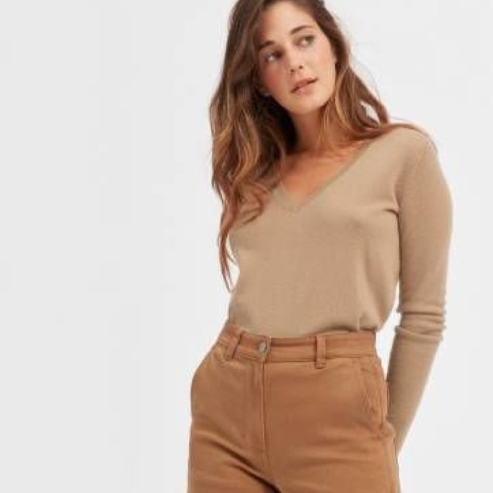 The Cashmere V-Neck - Camel